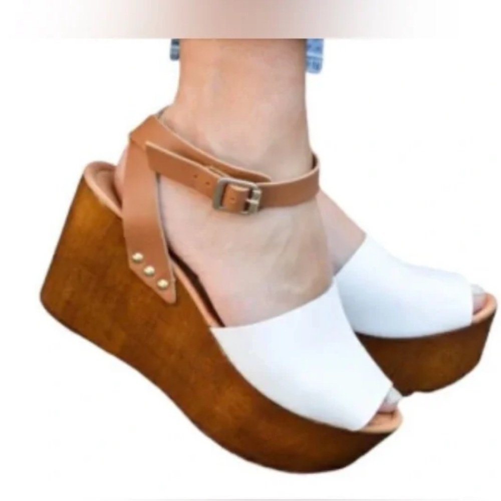 SEYECHELLES CLEO Women Bohemian Core Wht Leather Ankle Strap Platform Sandal